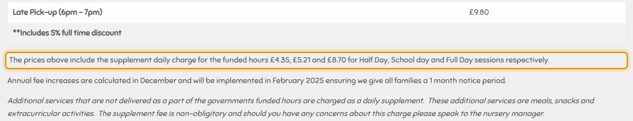 The fees as published on lets-explore.com/fees-availability
