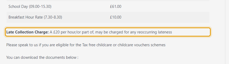 The fees as published on littlecricketslearningcentre.co.uk/fees-and-funding