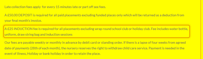 The fees as published on littlewendyhousedaynursery.co.uk/fees