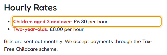 The fees as published on barhillpreschoolcio.co.uk/hours-and-fees