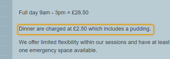 The fees as published on meadowfarm2009.weebly.com/session-times-and-costs-i…