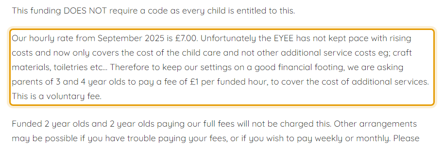 The fees as published on beckleypreschool.co.uk/fees