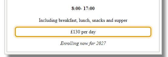 The fees as published on montisaurus.co.uk/opening-hours