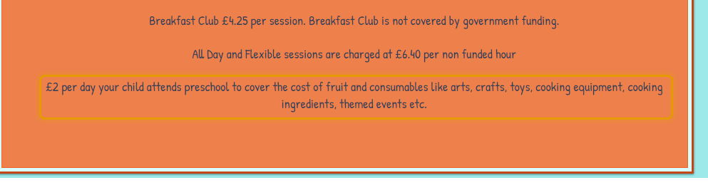 The fees as published on mostertonpreschool.co.uk/sessions-funding-fees