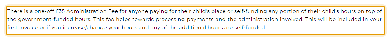 The fees as published on outtherekindergartens.co.uk/preschool-admissions