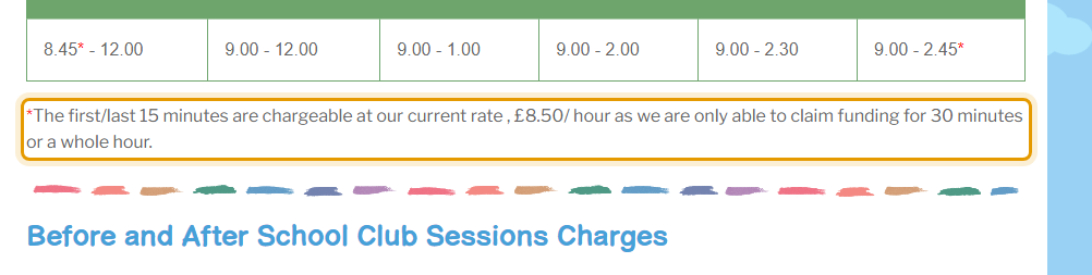 The fees as published on overtherainbowps.co.uk/sessions-fees-and-funding