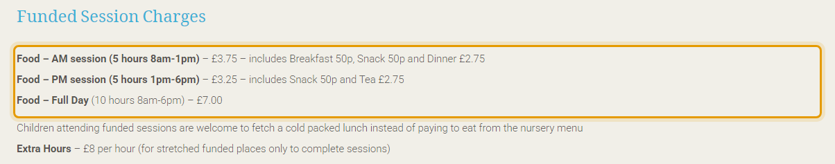 The fees as published on sunnyskiesacademy.co.uk/home/fees-and-funding