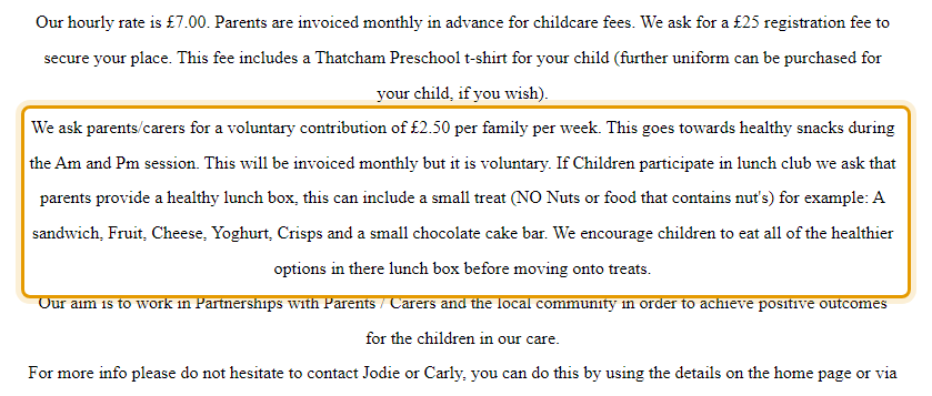 The fees as published on thatchampreschoolinfo.co.uk/about