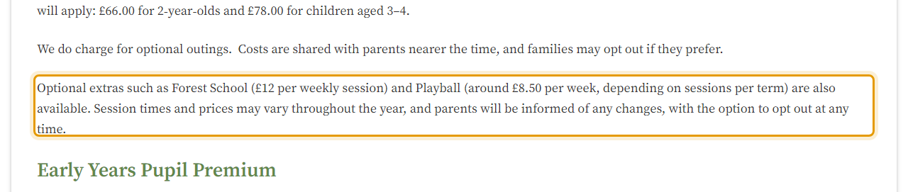 The fees as published on thenurseryoxford.co.uk/fees