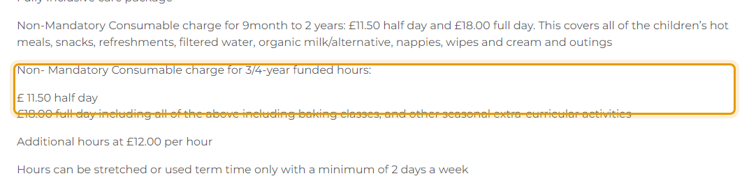 The fees as published on theorganicnursery.co.uk/fees-funding