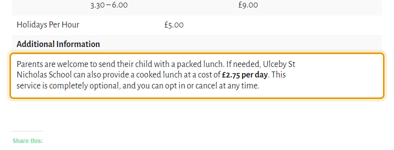 The fees as published on ulcebypreschool.org.uk/childcare-choices