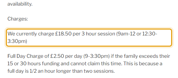 The fees as published on warboysunderfives.co.uk/funding-and-fees