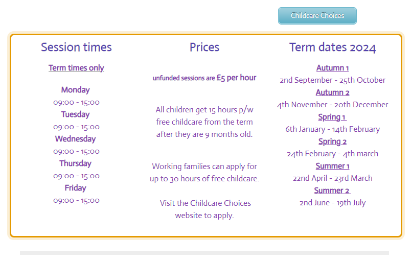 The fees as published on abbotskerswellpreschool.org/preschool-sessions.html