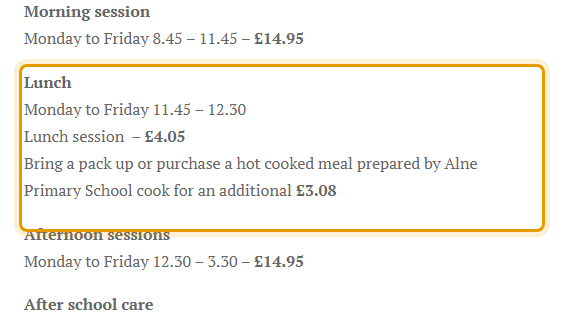 The fees as published on alnepreschoolplaygroup.org.uk/opening-times
