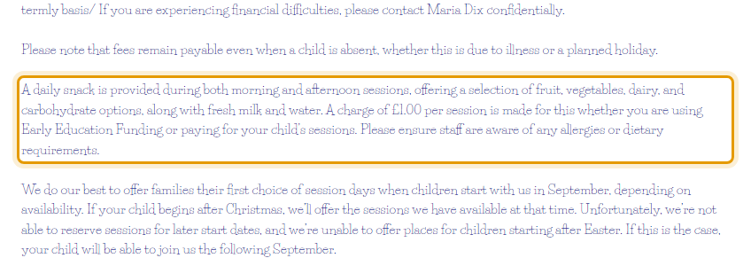 The fees as published on brizenortonpreschool.co.uk/fees-and-funding