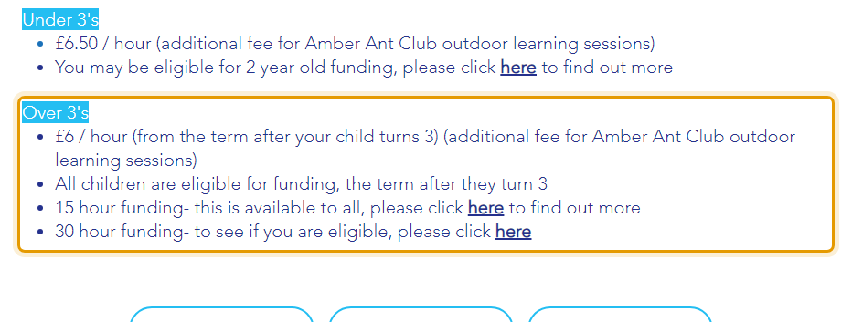 The fees as published on amberpreschool.com/sessions-fees-funding