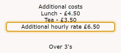 The fees as published on bambischildcare.co.uk