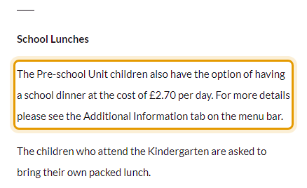 The fees as published on bamfordpreschool.com/all-about-us.html