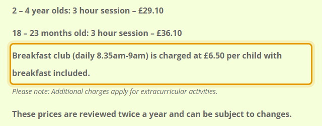 The fees as published on bansteadbunnies.co.uk/term-dates