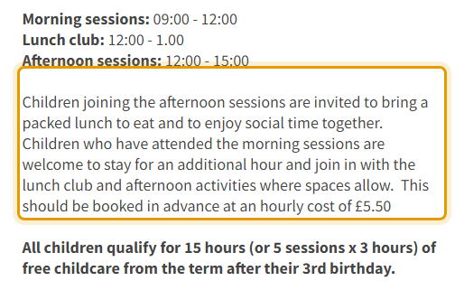The fees as published on beehivepreschool.co.uk/our-sessions