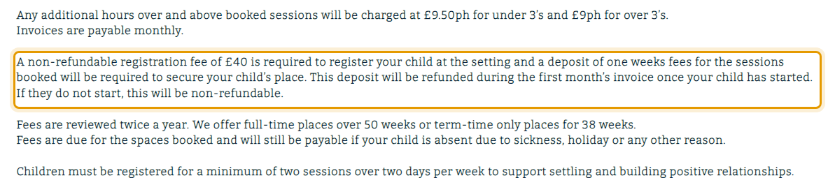 The fees as published on brightstarsnursery.co.uk/ourrooms-1
