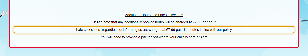 The fees as published on buzzbeebabes.co.uk/fees
