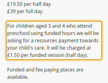 The fees as published on bwkps.co.uk