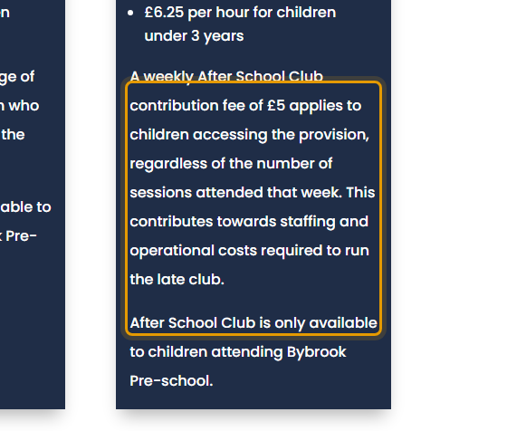 The fees as published on bybrookpreschool.co.uk/admissions