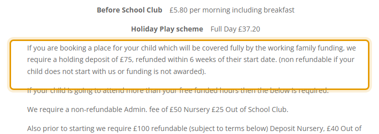 The fees as published on canterburydaynursery.co.uk/facilities/costs