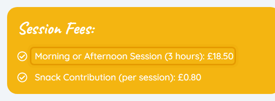 The fees as published on centrepreschool.co.uk/price-and-term-dates