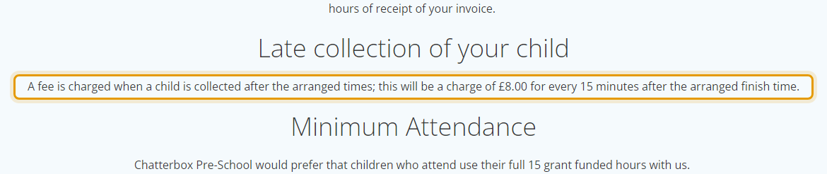 The fees as published on chatterboxcommunitypreschool.co.uk/fees