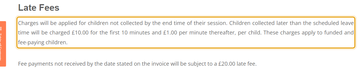 The fees as published on cherishchildcare.co.uk/fees