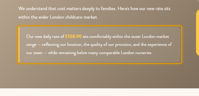 The fees as published on clevercloggsnursery.co.uk/fees