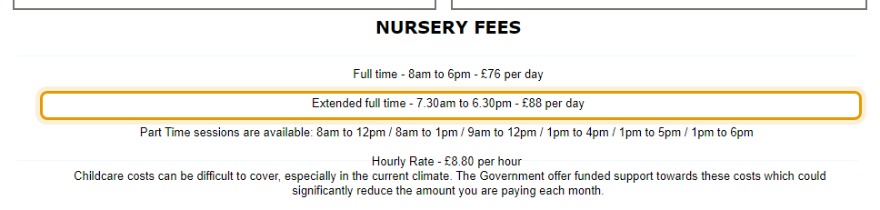 The fees as published on cottonbuddies.biz/price-list