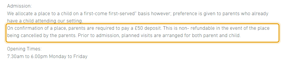 The fees as published on crocodilerockdaycare.co.uk/fees-and-funding