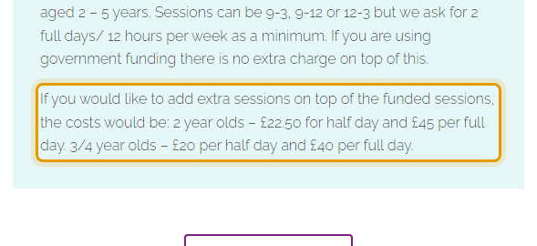 The fees as published on crudwellpreschool.co.uk/about-us