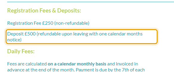 The fees as published on daisychainnursery.co.uk/fees