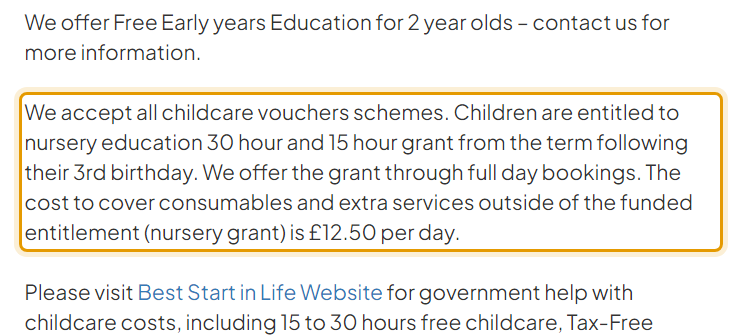 The fees as published on dovetreemontessorinursery.co.uk/fees-how-to-register