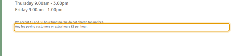 The fees as published on flyingstartnursery.com/about-us