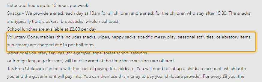 The fees as published on fountainspreschool.co.uk/fees