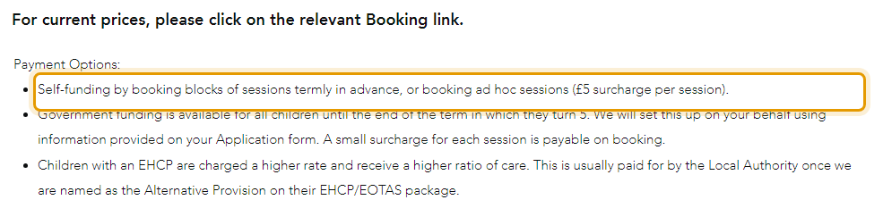 The fees as published on freespiritseducation.com/booking