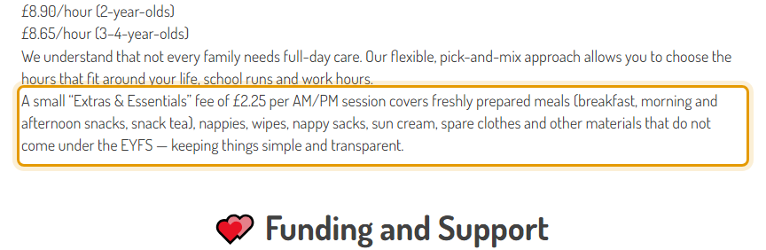The fees as published on funboxdaynursery.co.uk/opening-hours-and-fees