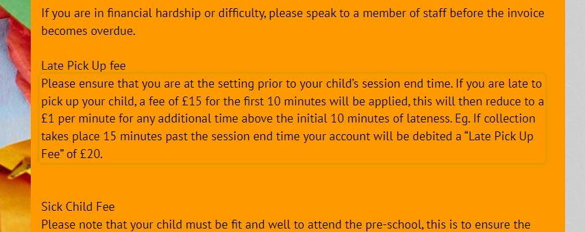 The fees as published on gravenhurstpreschool.org.uk/fees.php