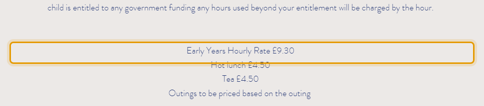 The fees as published on grimsthorpedaynursery.co.uk/admissions