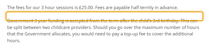 The fees as published on groveroadpreschool.co.uk/about-us/our-staff/fees
