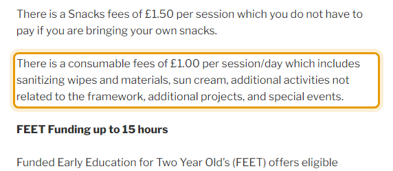 The fees as published on happytotspreschool.com/fees-and-funding