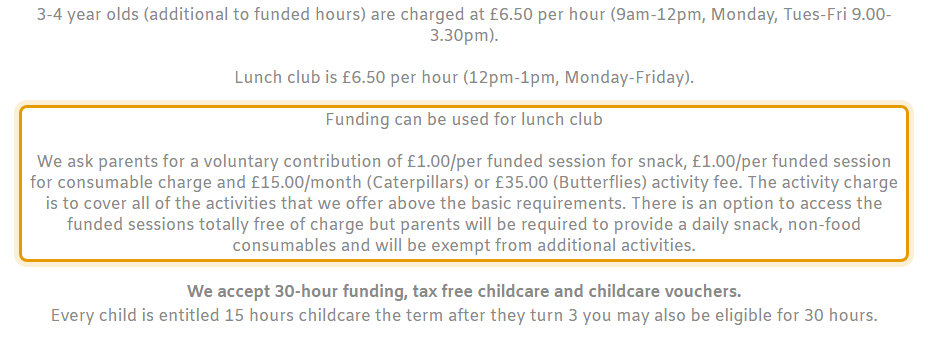 The fees as published on harpolepreschool.co.uk/sessions-and-fees