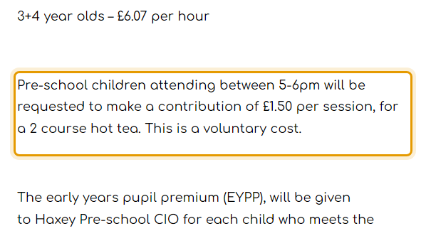 The fees as published on haxeypreschool.co.uk/1699-2