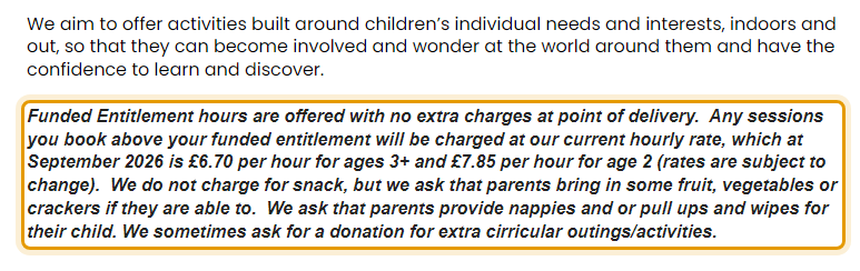 The fees as published on heatherplaygroup.co.uk/about-us