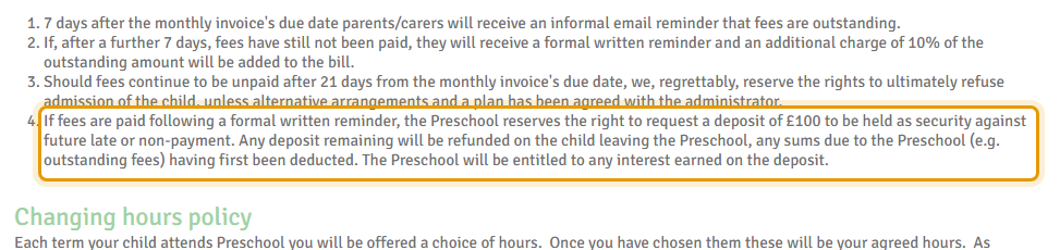 The fees as published on horstedkeynespreschool.org.uk/feesandfunding